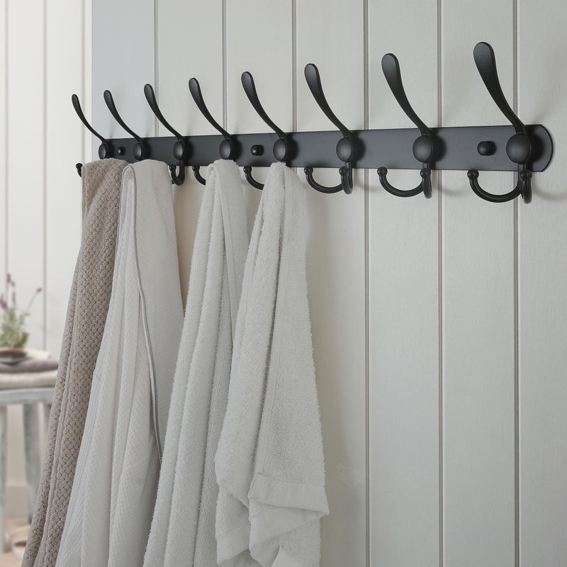 Dseap Coat Rack Wall Mount - 29.5â€ Long 8-Tri-Hooks Heavy Duty Coat Hanger Rail Wall Hooks for Hanging Coats Hats Clothing Clothes Purse Mudroom Entryway, Black - Image 3